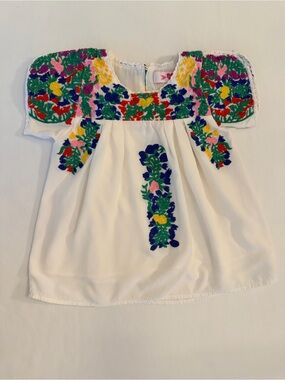 BuddyLove Baby Girl Mexican Embroidered Multicolor Floral Peasant Top 12MTHS